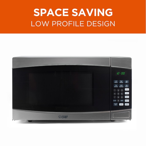 1.6 Cu.Ft.Countertop Microwave Oven,1000 Watts,Small Compact Size, 10 Power Levels,Stainless Steel